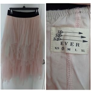 Long pink tulle skirt